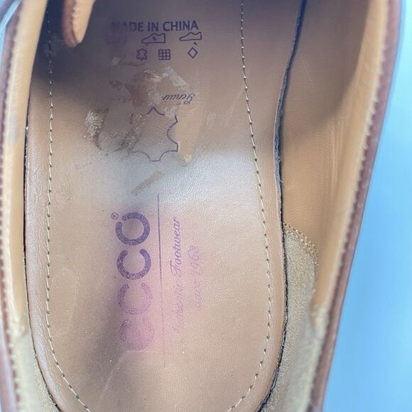 Ecco New Jersey Mens US 10/10.5 EU 44 Leather Oxford Dress Shoes Brown Bike Toe - Picture 10 of 11